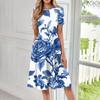 Women's Fashion Short Sleeve Vintage Printed Dress Cosplay Party Evening Dress