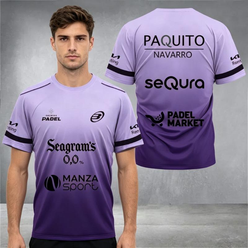 Maglia Sportiva Professionale da Padel da Uomo a Manica Corta Traspirante Asciugatura Rapida Top da Allenamento Partita Divisa di Squadra Stampata