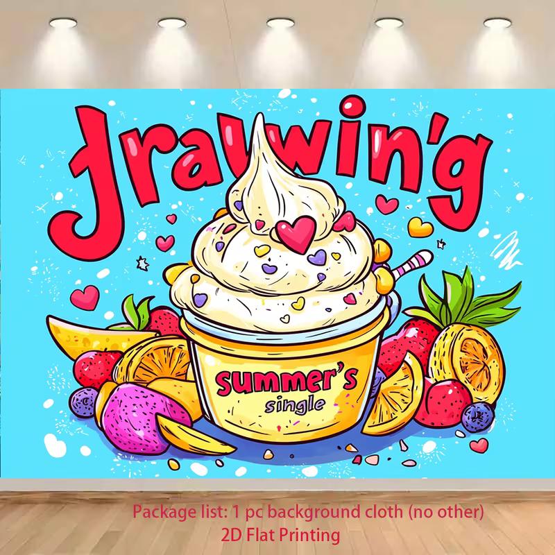 2D Jrawin Summer Backdrop, Bright Blue Summer Treat Background Cloth 47.2x31.5inch/120*80cm