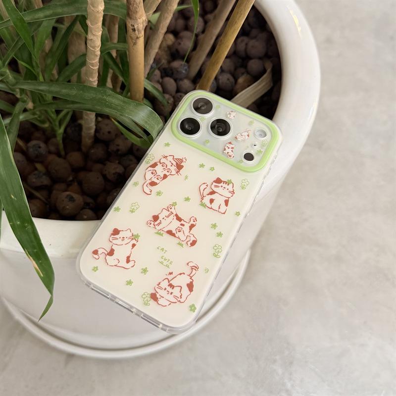 Fresh Green Floral iPhone 17/16 Pro Max/15 Pro Cat Phone Case - Premium Quality