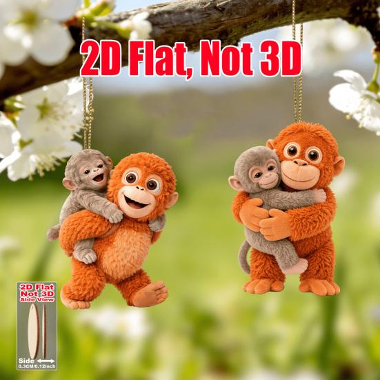 Punch Monkey Plush Pendant 2D Flat Texture Decorative Hanging Pendant Bags Backpacks Cars Wallets