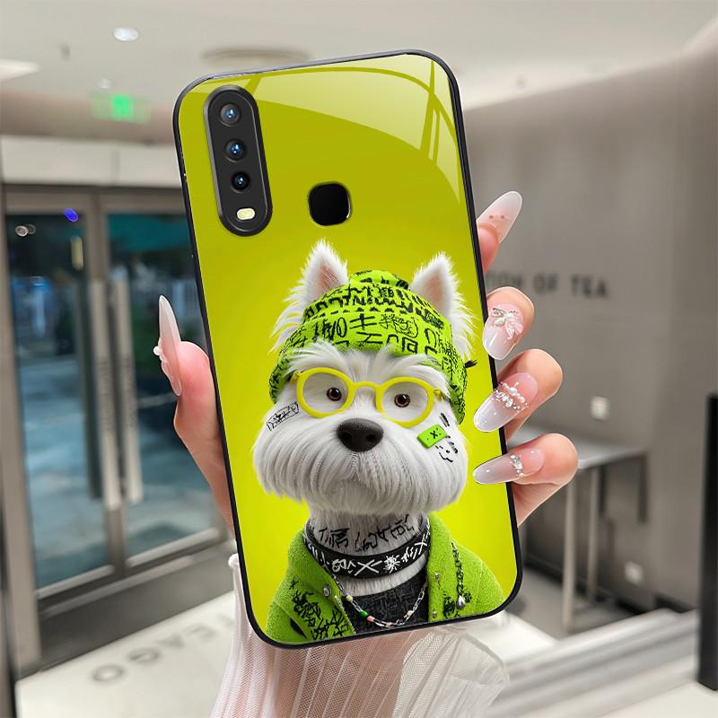 Beautiful Flower Cute Cats Case For Vivo Y11 2019 1906 Y12 Y17 Y15 Y19 Tempered Glass Phone Case Protective Cover Hard Shell