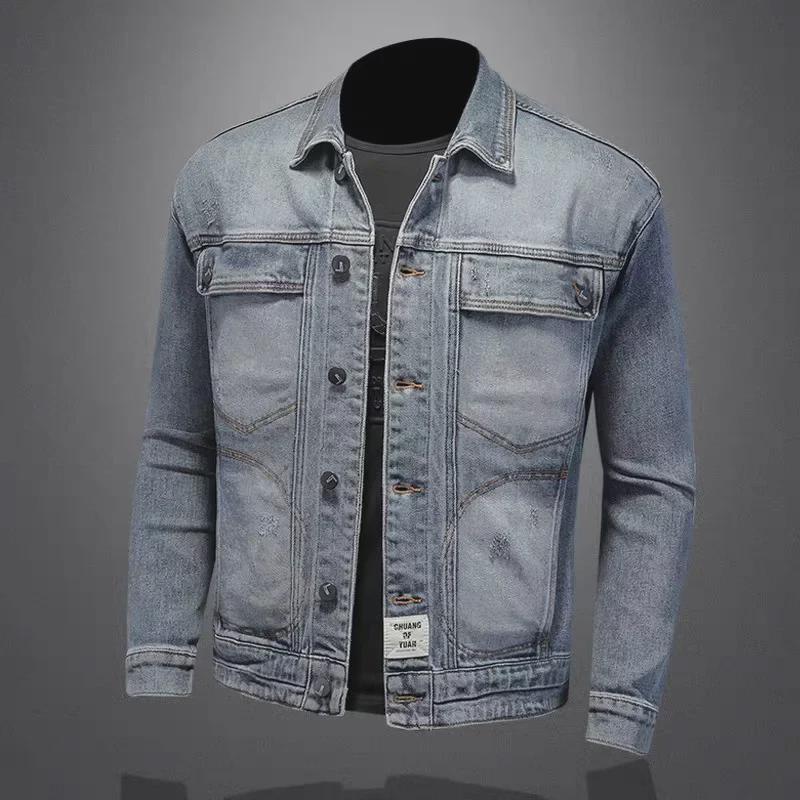 2026 Men's Spring & Autumn Denim Jacket: Loose-Fit, Large Size, Casual Workwear for Middle-Aged Men