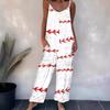 Women's Floral Print Spaghetti Strap Jumpsuit Casual Loose Wide Leg Overall with Pockets