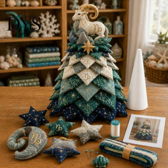 Handmade Gift for Special Occasions DIY Quilted Zodiac Tree Kit, Fabric Patchwork Sewing Constellation Ornament Kit Signs Craft Adults, Desktop