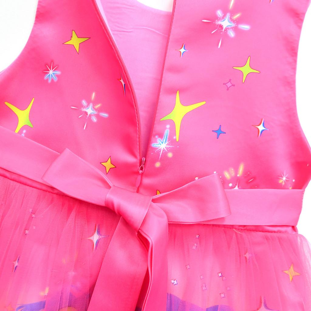 82940 Prinsessflickor Rumi Zoey Mira Kpop Tryck Rosnät Klänning