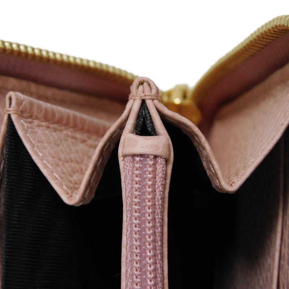 Used 9539 Double G Zip Around Wallet 456117 CAO0G 5909 7940 Pastel Zip Around GG Marmont Perfect Pink Women's from