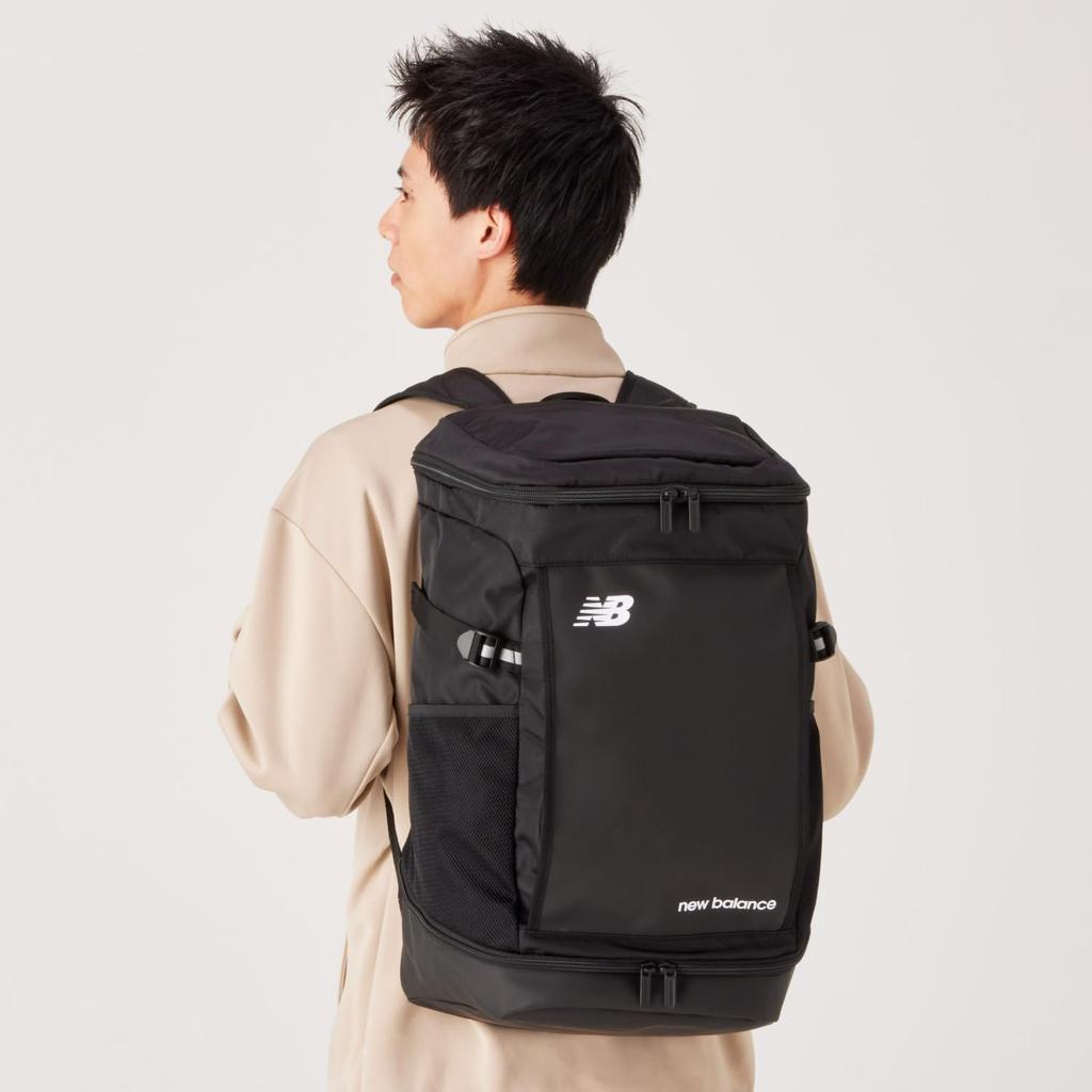 Top Loading Backpack 35L Large Shoe PC A4 Size Suitable for Soccer and Baseball [New Balance] (JABF1665) Capacity, Water-Repellent, Black,