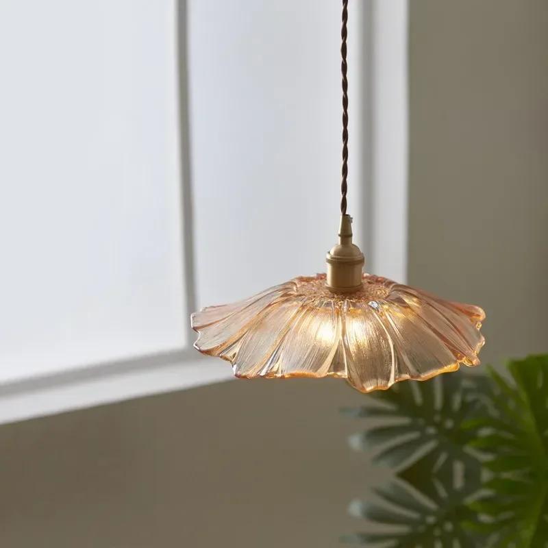 Nordic All-copper Restaurant Chandelier Modern Simple Creative Lotus Leaf Internet Celebrity Aisle Crystal Glass Bedside Lamp