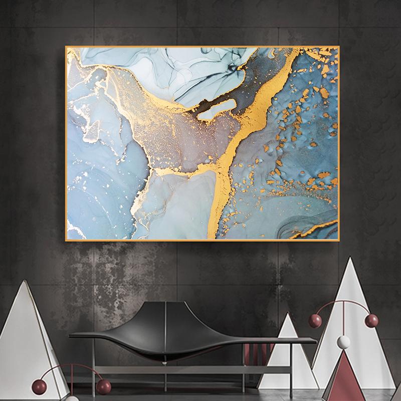 

Современная абстрактная золотая картина на холсте, красочная имитация мрамора, настенное искусство, скандинавский постер, печать, изображение, декор для гостиной 50x70cm No Frame