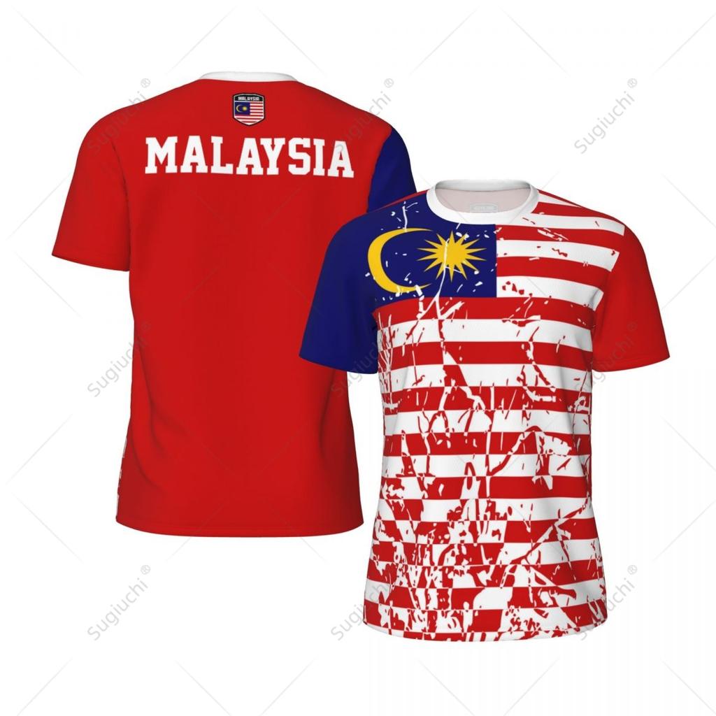 Exclusive design Malaysia Flag Grain 3D Printed Men For Running Bike Soccer Tennis Fitness Sports tshirt Mesh Fans Short T-shirt