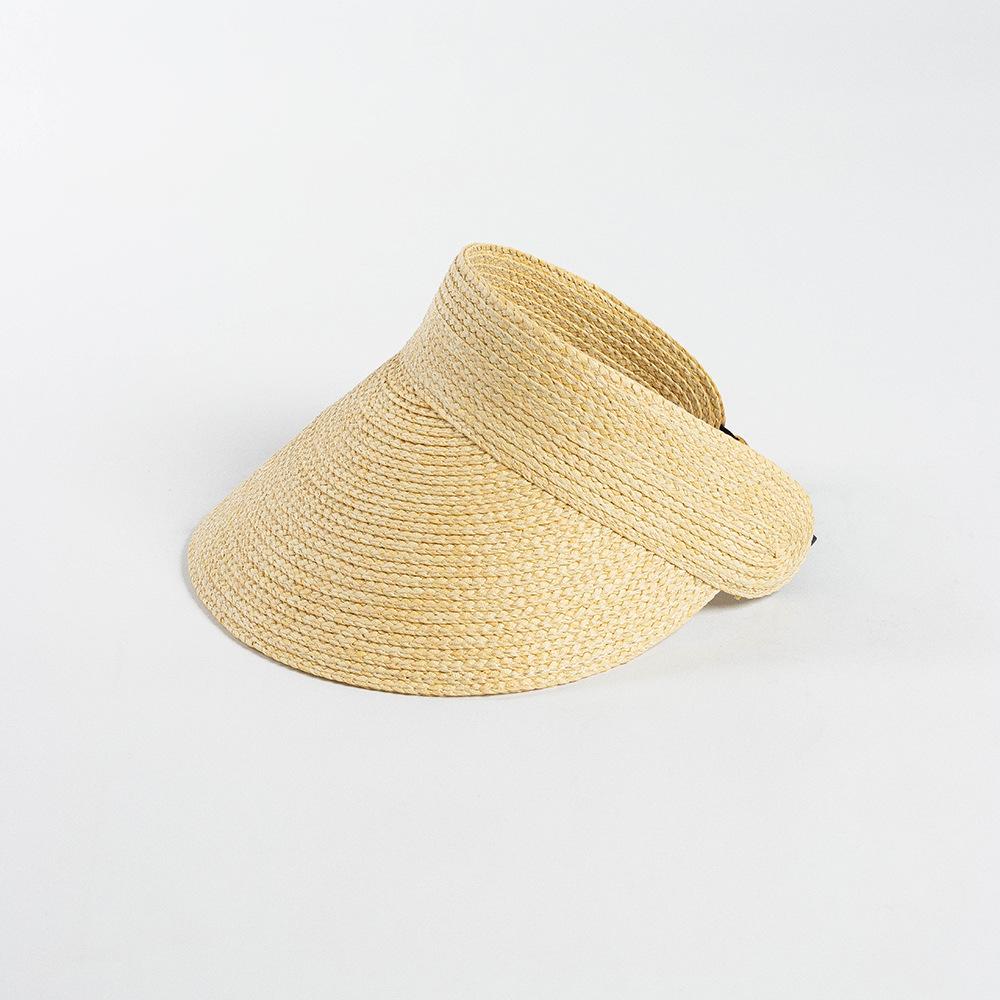 Spring and Summer New Empty Top Hat Simple Adjustable Straw Hat Folding Storage Straw Beach Travel Sun Hat