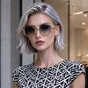 New Style Retro Metal Oval Small Frame Sunglasses, Gender-neutral, Hollow Temple Design, UV-protective Sunglasses