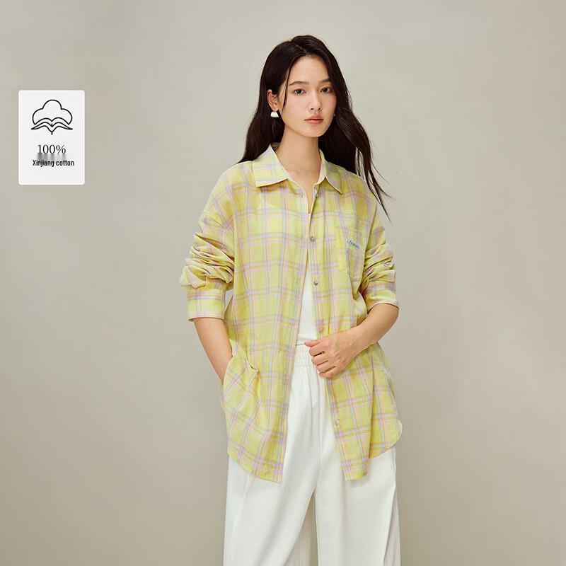 INMAN Women s French Plaid Embroidered Shirt L