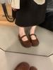 Soft leather version~ French milk camel round head matte ballet Boken shoes women wear soft-soled fairy Mary Jane single shoes