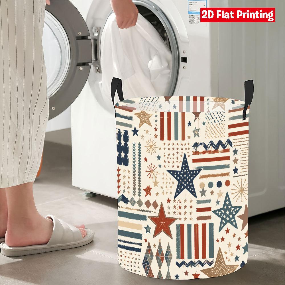 Collapsible Laundry Basket Large Round Waterproof Fabric Hamper Dirty Clothes Storage Bin Toy Organizer with Handles