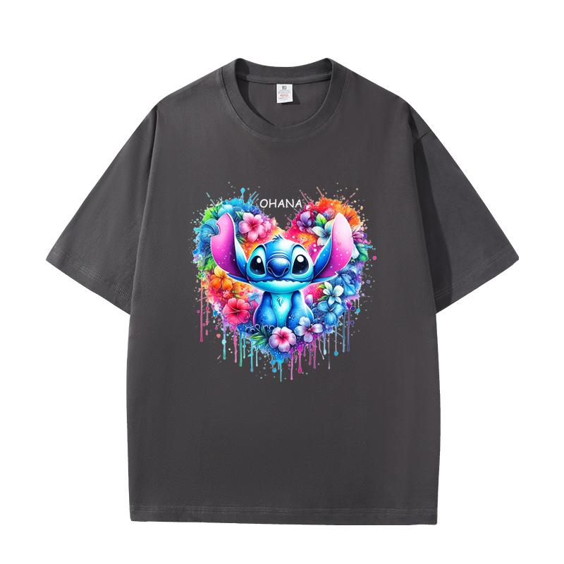 D06-03 MINISO 2026 Summer High-quality Printed Pure Cotton Shoulder Style Men's and Women's Round Neck Short Sleeved Couple T-shirt