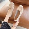Soft sole soft surface shallow mouth hollow fashion flat-soled single shoes 2025 new comfortable one-pedal single shoes