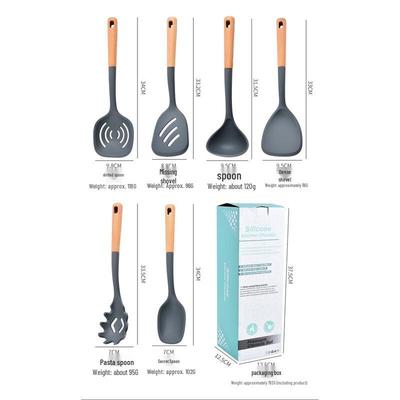 Wutuo 6-Piece Beech Wood Handle Silicone Kitchen Utensil Set