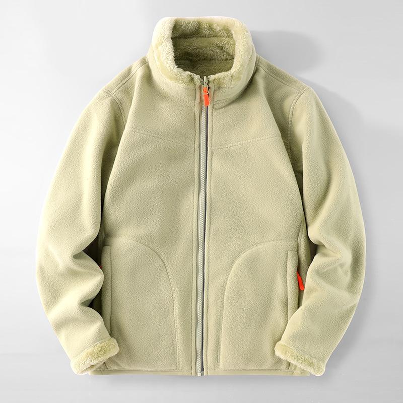 Double-sided Wearable Coral Fleece Jacket For Women Couple's Multi-color Top For Autumn/winter Sheep Fleece