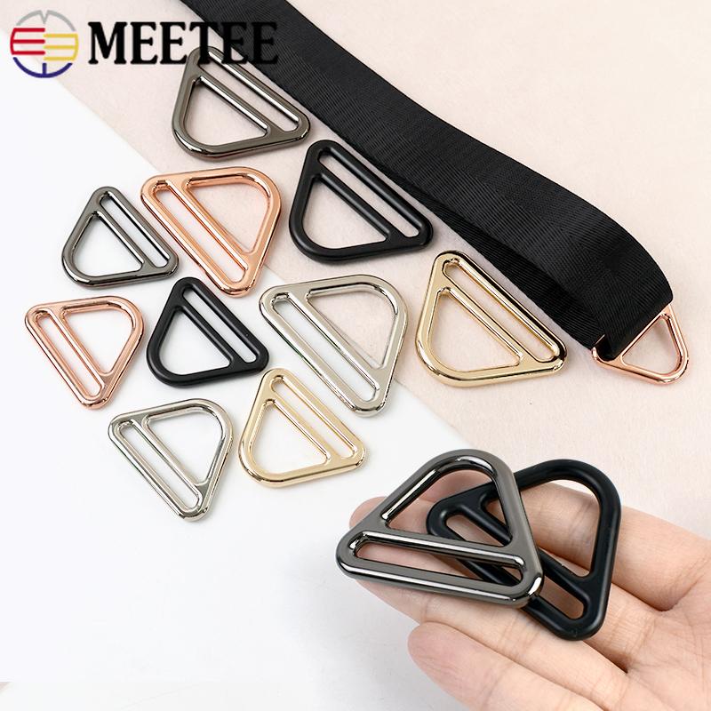 2/5/10Pcs Meetee 25-50mm Metal O Rings Buckle Tri-glide Slider Clasp Bag Strap Connect Buckles Belts Adjust Hook DIY Accessories