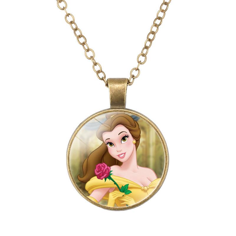 Charming Ariel Little Mermaid Time Gemstone Pendant Necklace Cartoon Princess Jewelry