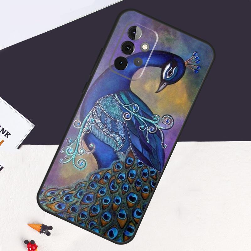 Bird Peacock Feather Case For Samsung Galaxy A05 A06 A26 A16 A56 A36 A22 A32 A52 A54 A34 A14 A55 A15 A53 A33 A35