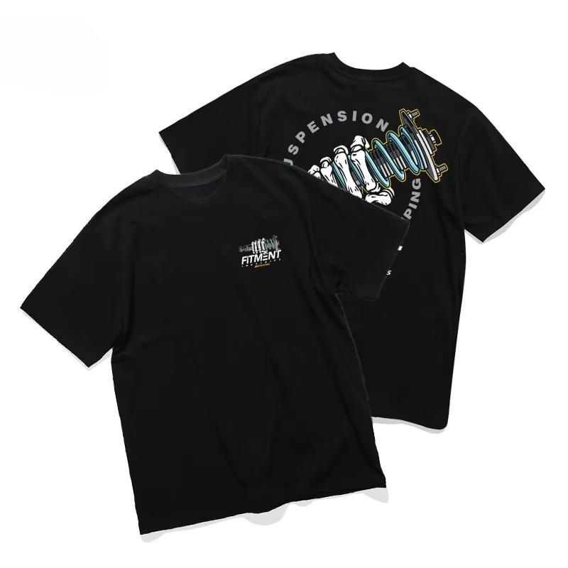 Summer new motorcycle parts printed T-shirt loose and casual short-sleeved cotton sport top for men and women