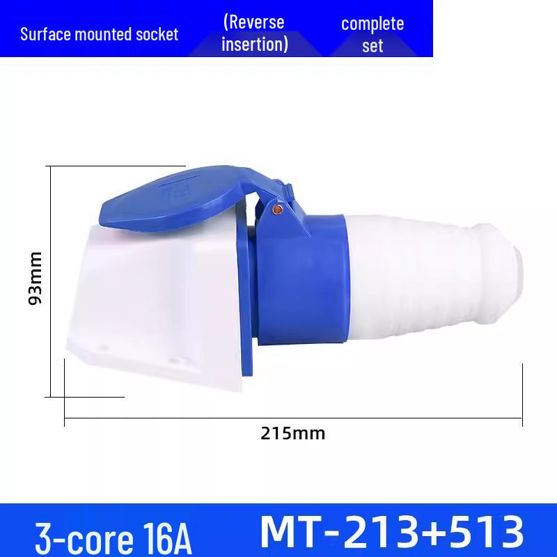 Waterproof Industrial Aviation Plug Socket: 16/32A Three-Phase Connector, 3-5 Pin, Recessed/Surface Mount Options