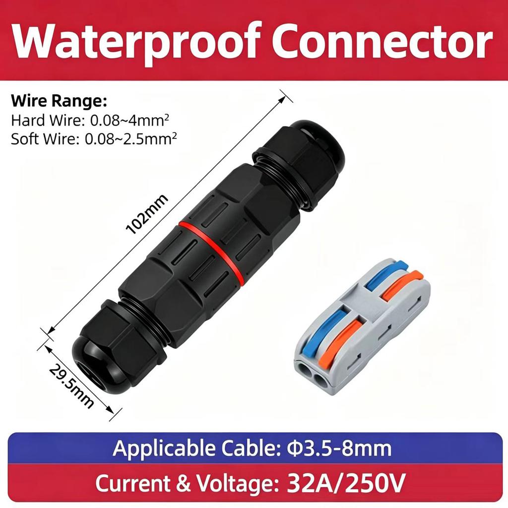 IP68 Waterproof Joint Wire Quick Connection Connector 2/3pin Wire Connectors LED Lamp Wiring Outdoor Rainproof Terminal