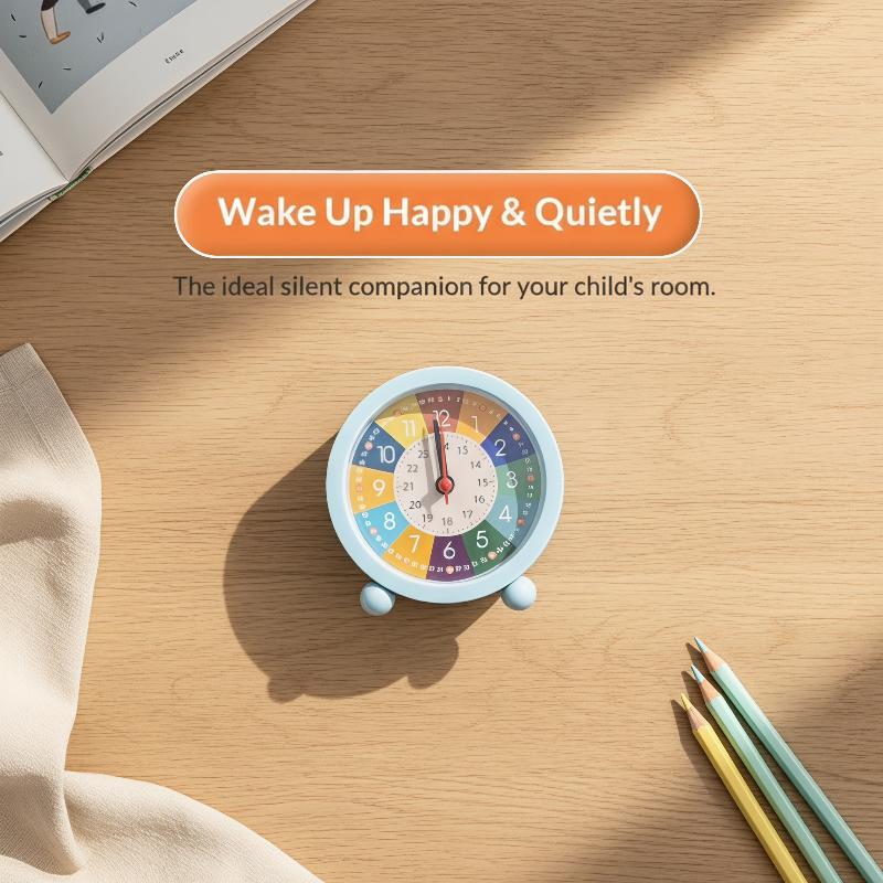Early Learning Desktop Alarm Clock Children Wake Up Alarm Clock Living Room Bedroom Silent Desktop Clock Desktop Clock