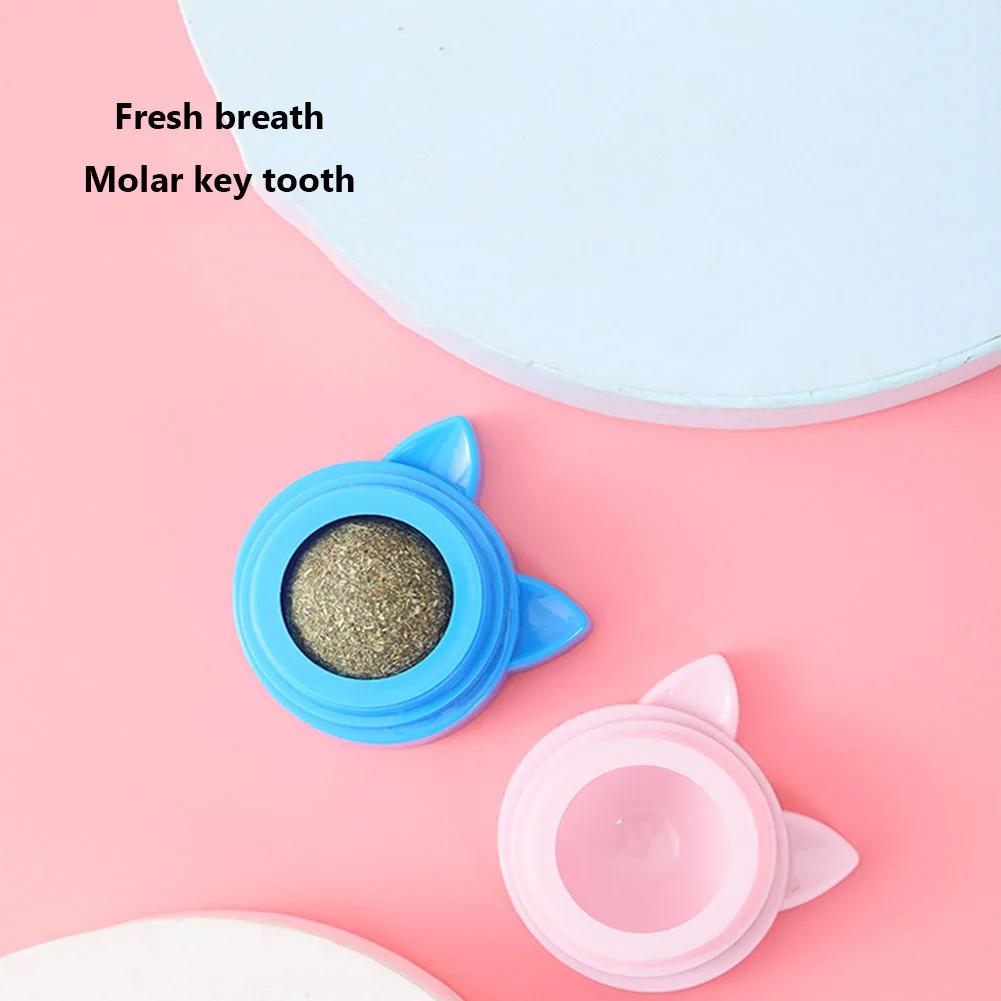 1-3pcs Pet Catnip Toys Wall Ball Licking Snacks Safety Healthy Rotatable Lick Ball Toys Teeth Cleaning for Cats of All Breeds
