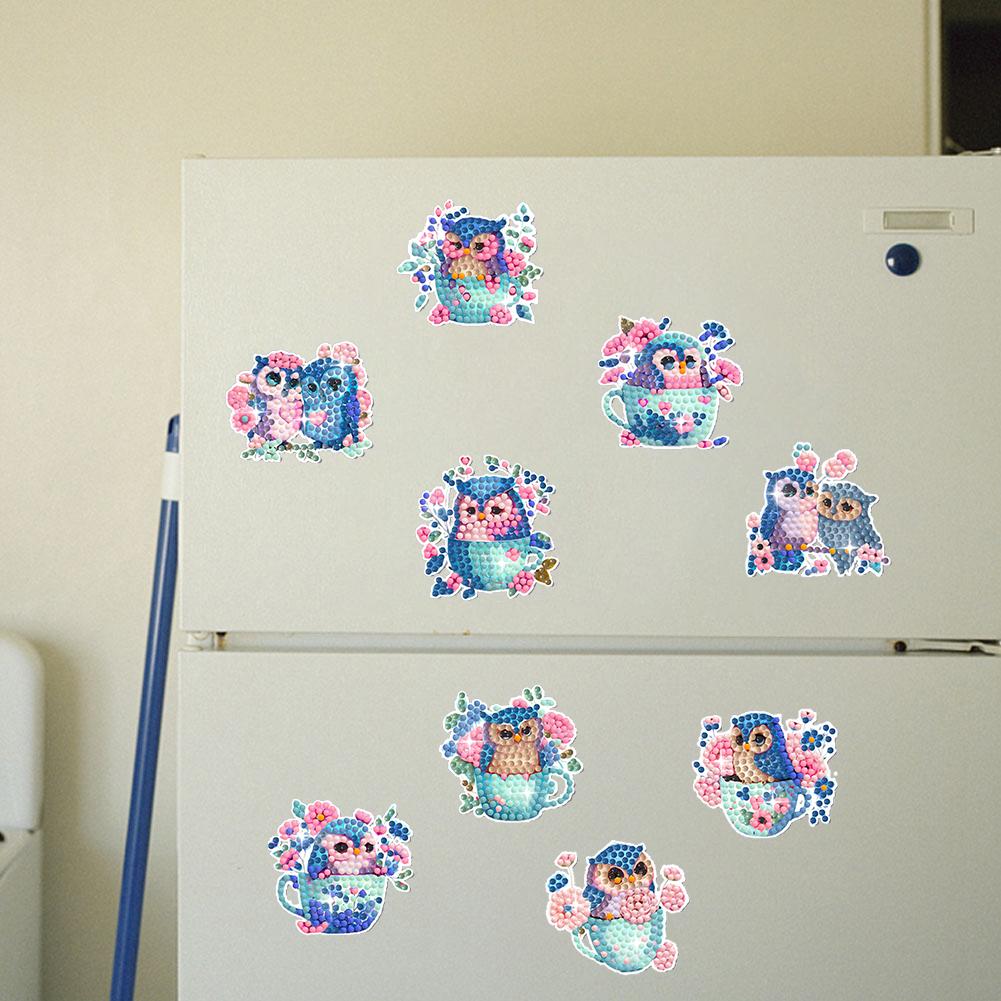 6/8Pcs Diamond Painting Magnets Refrigerator Butterfly Dog for Fridge Whiteboards Car Mailbox Decor for Adults Kids Beginners