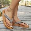 2024 Fashion New Female Outside Beach Flip-flops Flat Slippers Non-slip Female Summer Outdoor Comfort Summer Rhinestones Slipper
