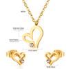 Love Earrings Necklace Set Fashion Sweet Necklace Cut Stainless Steel Jewelry Set Women