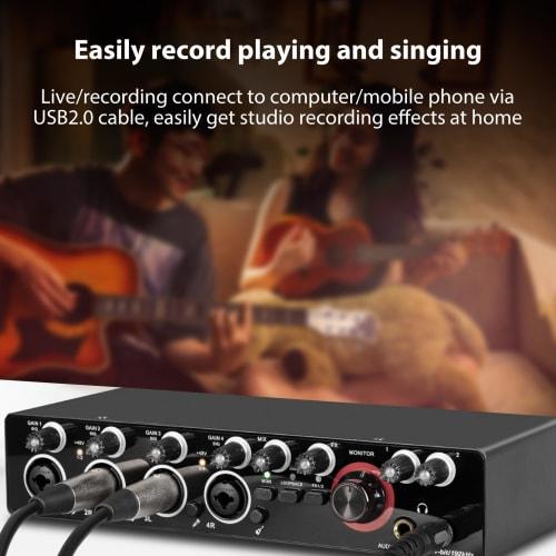 Sumina 4-Channel Recording Sound Card with Driver, Free Audio Interface, 4-in/4-out USB Sound Card, 24-bit/192kHz, 48V Phantom Power, for Professional