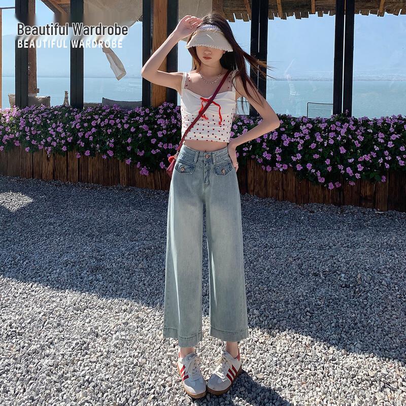 Beautiful Wardrobe Women s Tencel Wide-Leg Cropped Jeans S
