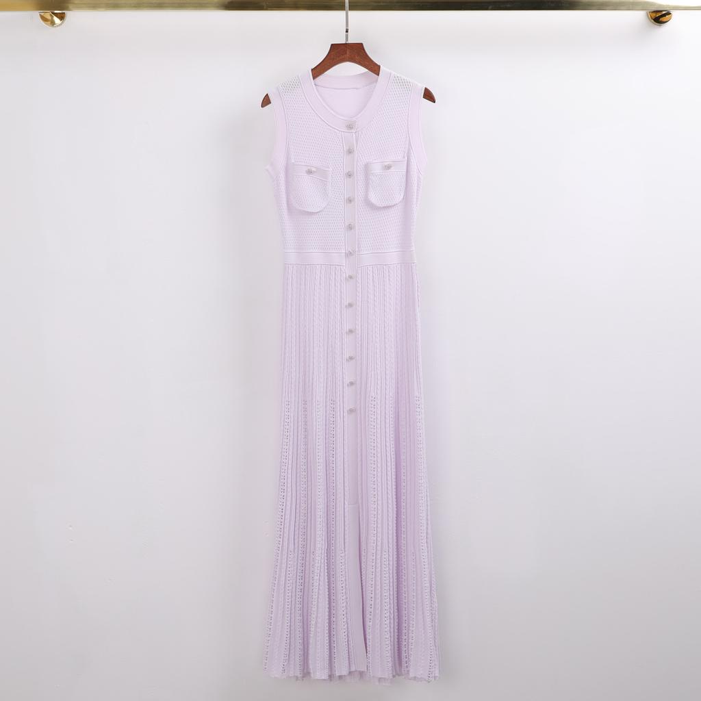 Cross-border spot new high-quality slim long-sleeved top knitted cardigan jacket + sleeveless dress set for women