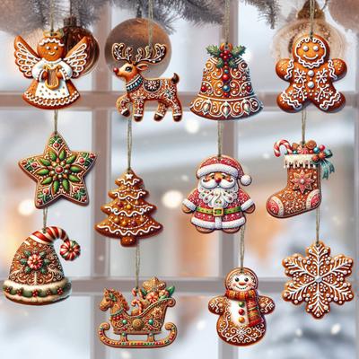 Perníkový přívěsek Dřevěná vánoční ozdoba Santa Claus Závěsná ozdoba pro perníčky na vánoční stromeček