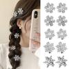 2Pcs Christmas Pearl Rhinestone Snowflake Hair Clip Duckbill Clip Headwear Side Clip Jewelry Accessory Glitter Shiny Gift