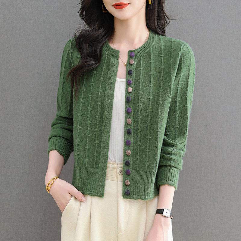 Counter Brand Women's Wool Knit Cardigan Short Jacket - Loose Fit, Autumn/Winter 2025 Style