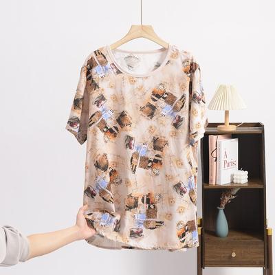 Sommer Dünnes Kurzarm-T-Shirt, Gedrucktes Kurzarm-Oberteil für Männer mittleren Alters, Dad, Tellergröße, Rundhals