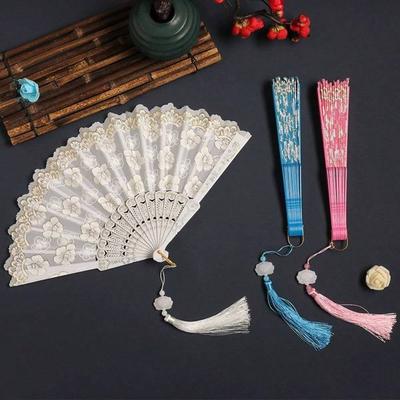 1pc Vintage Sakura Folding Fan, Portable & Handy Dance Fan, Foldable Fan