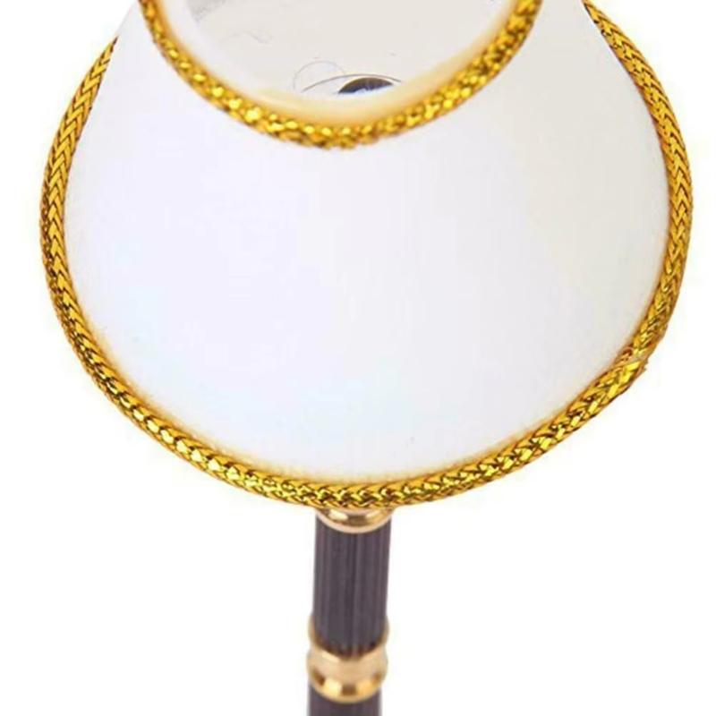 Decorative Doll House Lighting Accessory Miniature Floor Lamp With Button Battery Operated White Shade Scene Display Tool