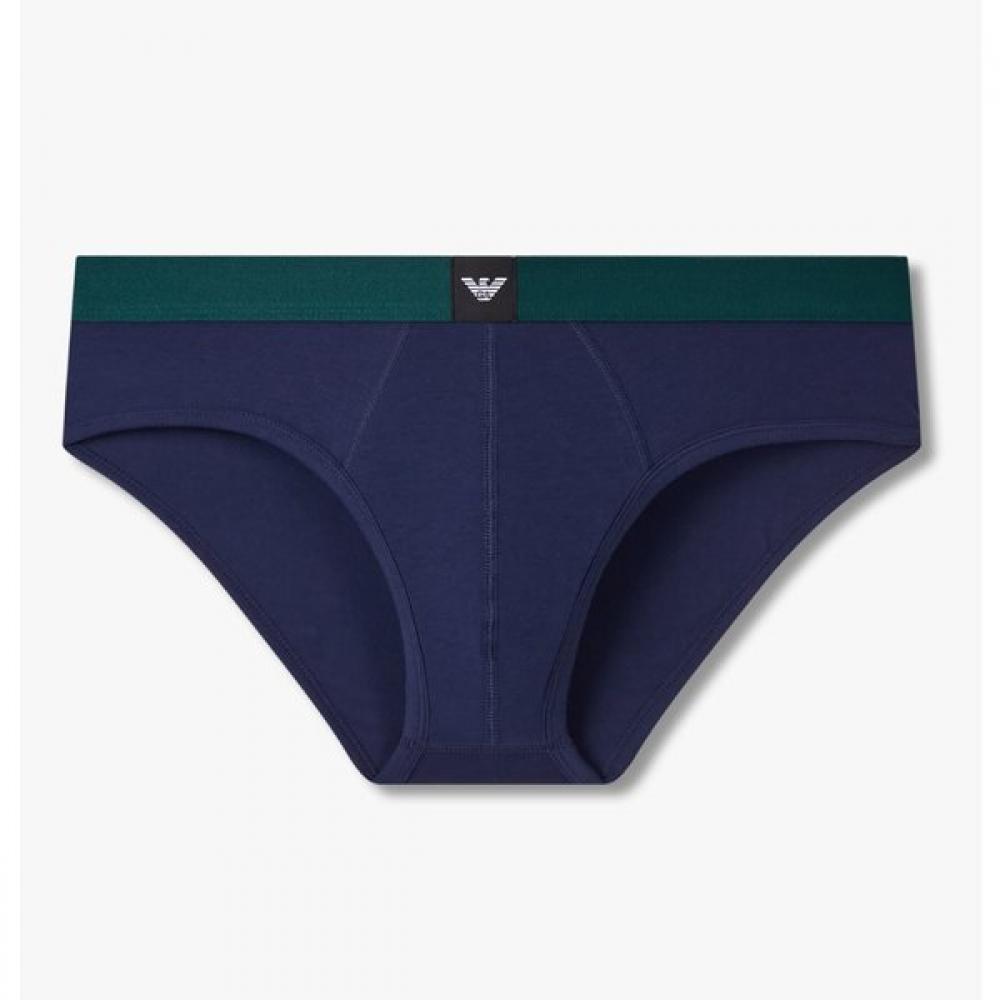 Emporio Armani Мужские хлопковые слипы с нашивкой-орлом и кантом 0815311326 S