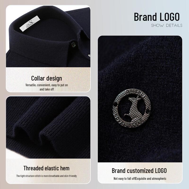 DAISHU Herren Kaschmir Lammwolle Pullover mit Kragen
