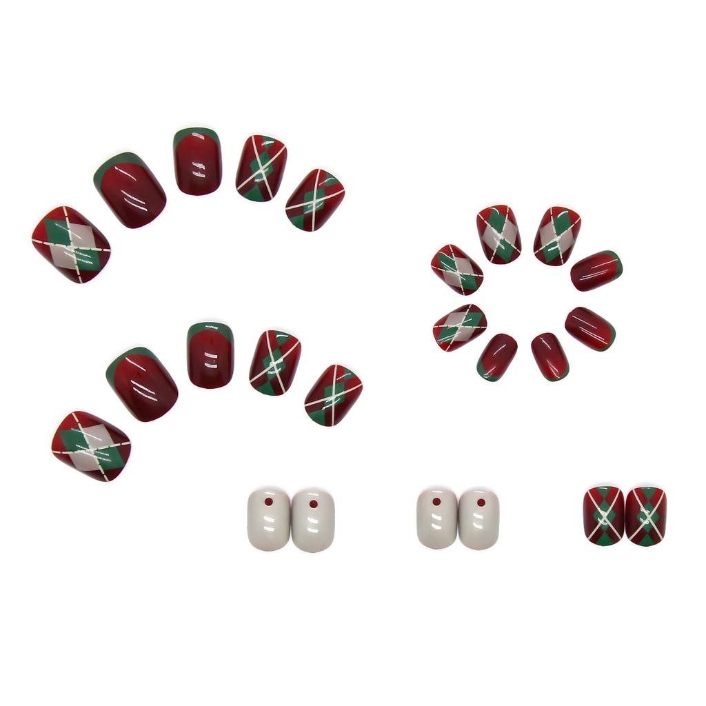 Unghii artificiale Manichiura de Crăciun și Anul Nou Autocolante pentru unghii detașabile cu diamant roșu