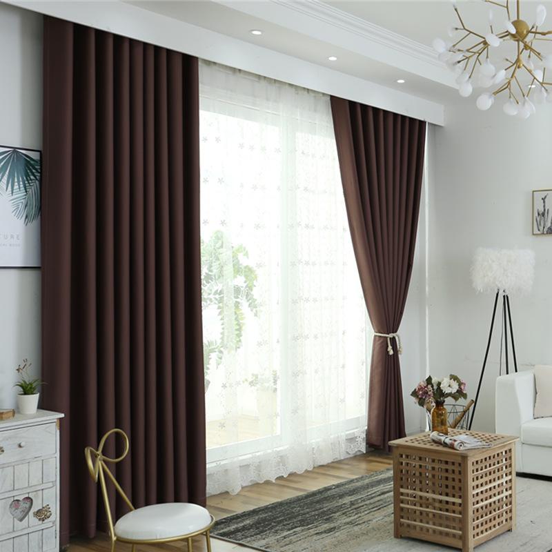 High Precision Solid Color Full Blackout Hotel School Engineering Finished Curtain Fabric