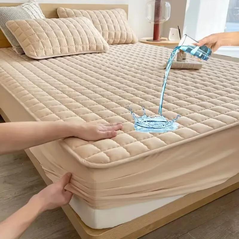 2025 Waterproof Thicken Mattress Cover Quilted Latex Mat Bed Covers Pad Skin-Friendly Fitted Sheet Protector Bedspread