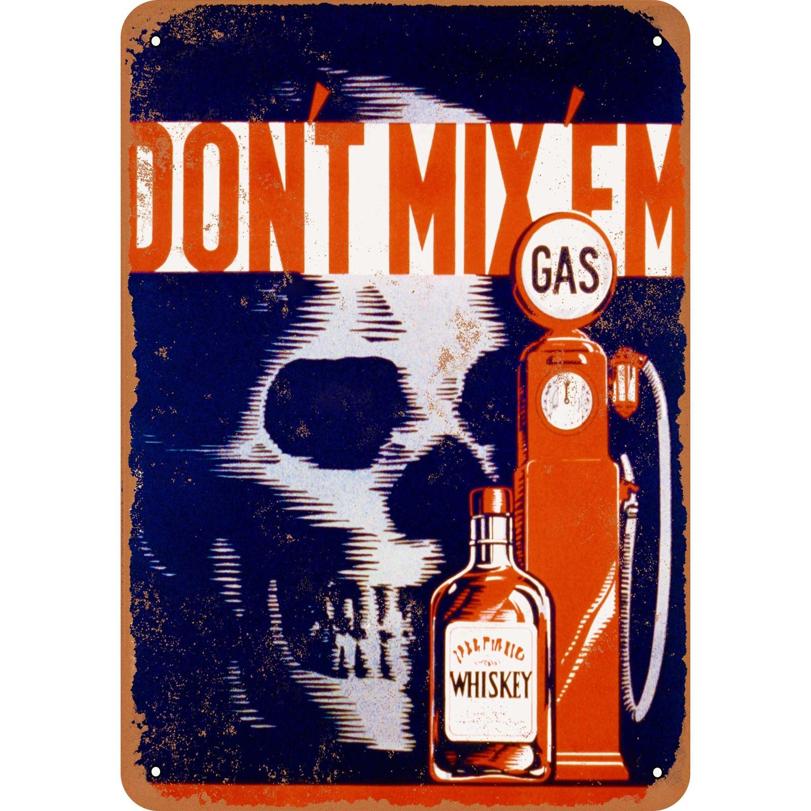 

Vintage Gas Station Bar Decor HeavyDuty Metal Sign Dont Mix Gas Whiskey Retro Gas Design Garage for Man Cave Pub 20x30cm（7.8x11.8inch）